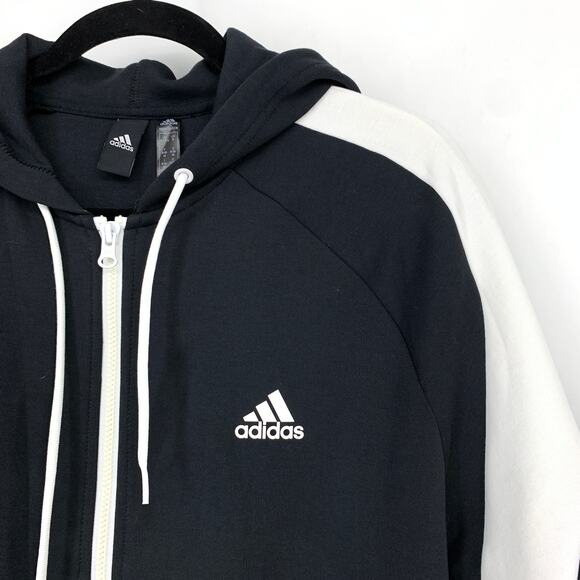 Adidas Full Zip Hoodie Sweatshirt Womens Size Medium Black White - Picture 3 of 6